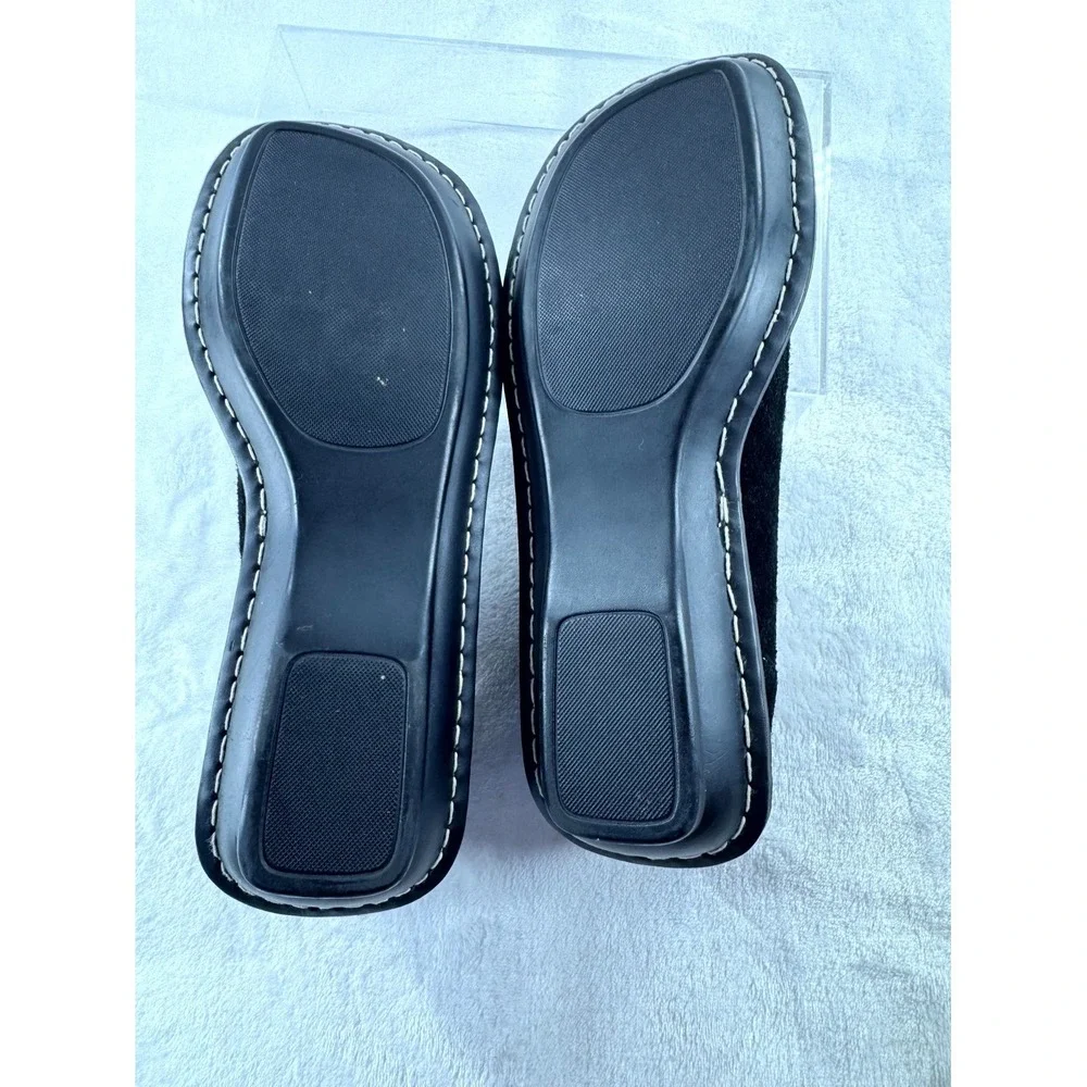 Passports‎ Loafers Shoes Women's 8m Black Suede Leather Slip-On Moc Toe Comfort